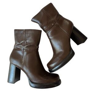 VINTAGE 90S SOMETHING ELSE BROWN LEATHER BOOTIES SIZE 6